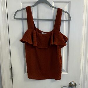 Nine West Rust Ruffle Blouse